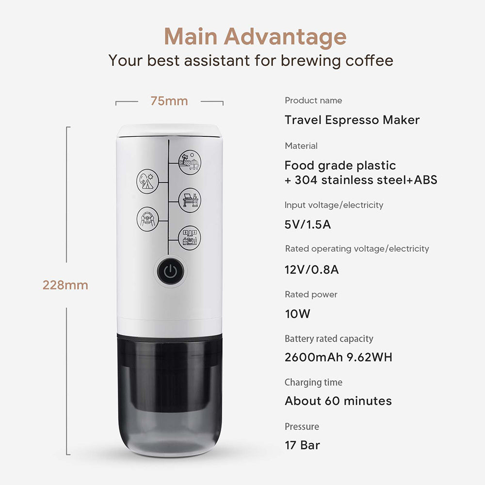 I Cafilas Electric Portable Espresso Coffee Machine for Car & Home Camping Coffee Maker Fit Nespresso Capsule Pods Ground Coffee