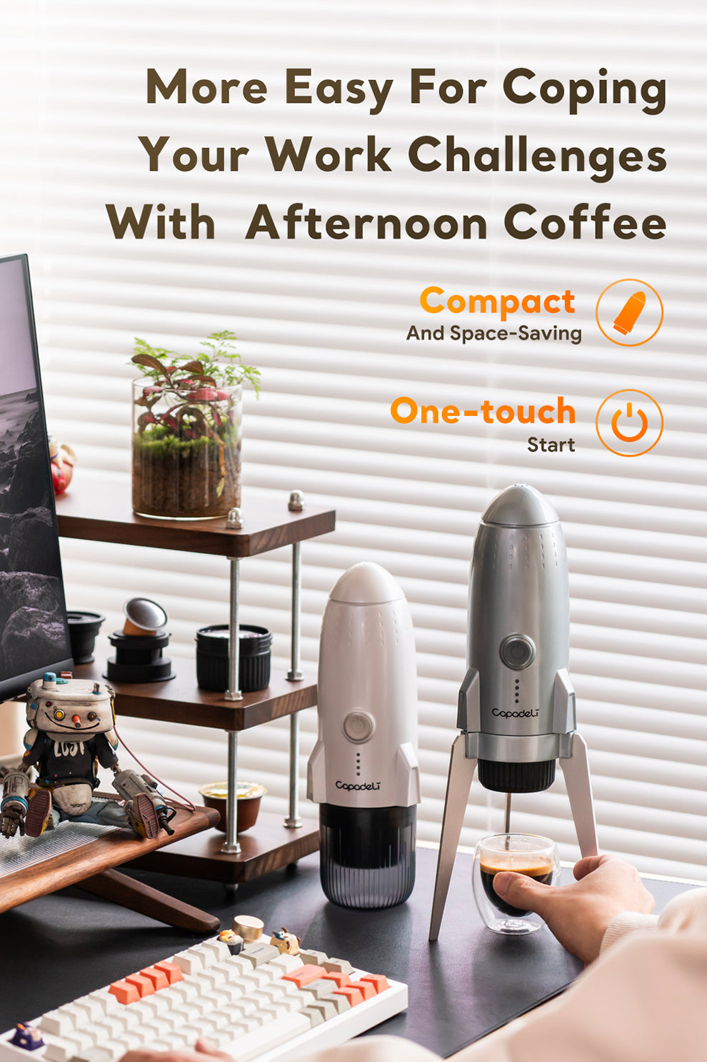 3-in-1 Espresso Coffee Maker 19 Bar Automatic Heating Portable Coffee Machine for Outdoor Camping Car Fit Powder/Nes*/DG Capsule