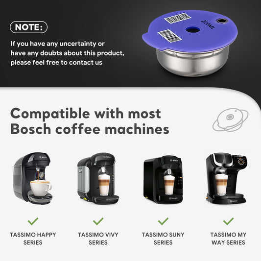 ICafilas-cápsulas de café reutilizables Bosch Tassimo, tapa de silicona  ecológica, 220/200ml