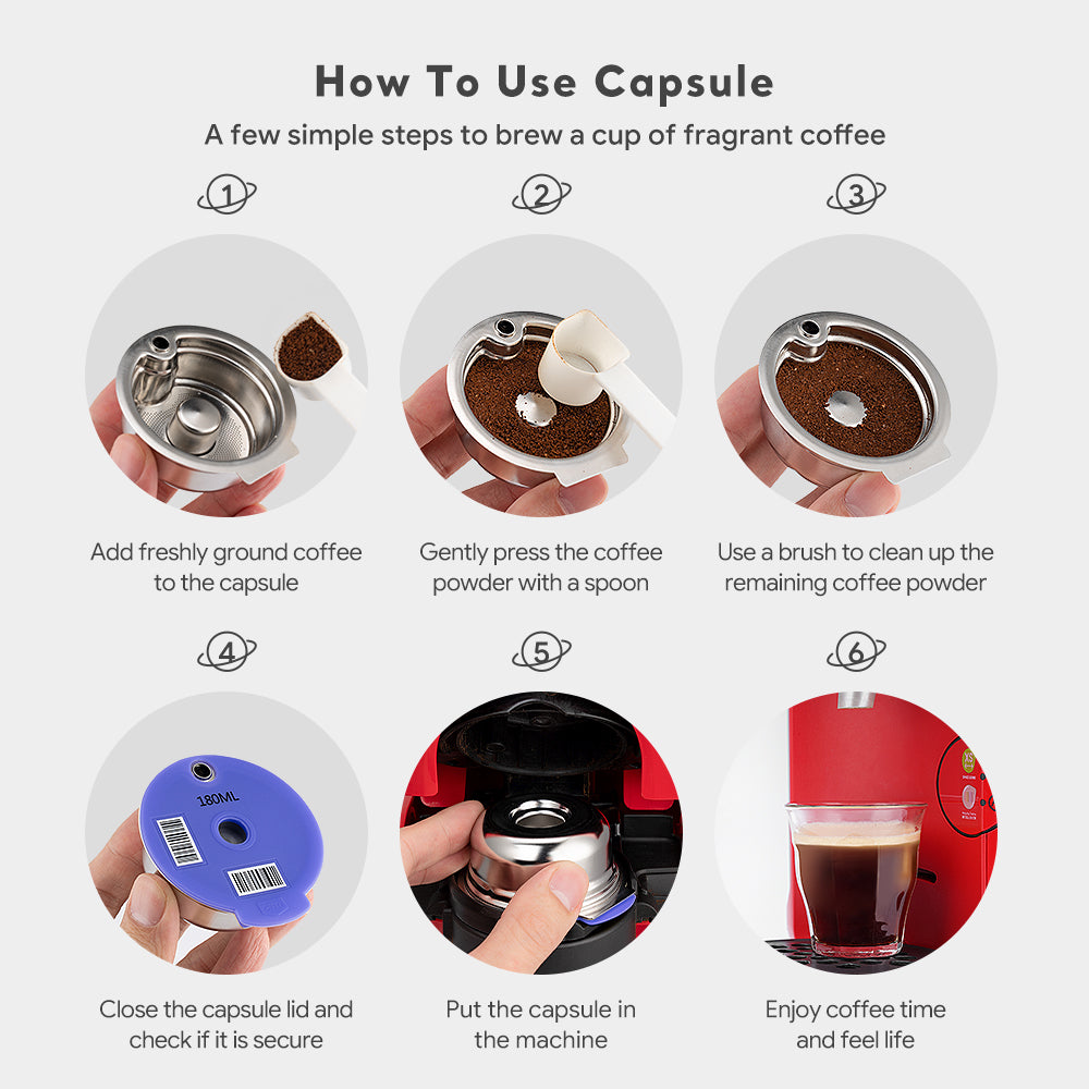 Refillable Coffee Capsules, Stainless Steel Coffee Pods Compatible with  Tassimo Machines (Big-180ml)