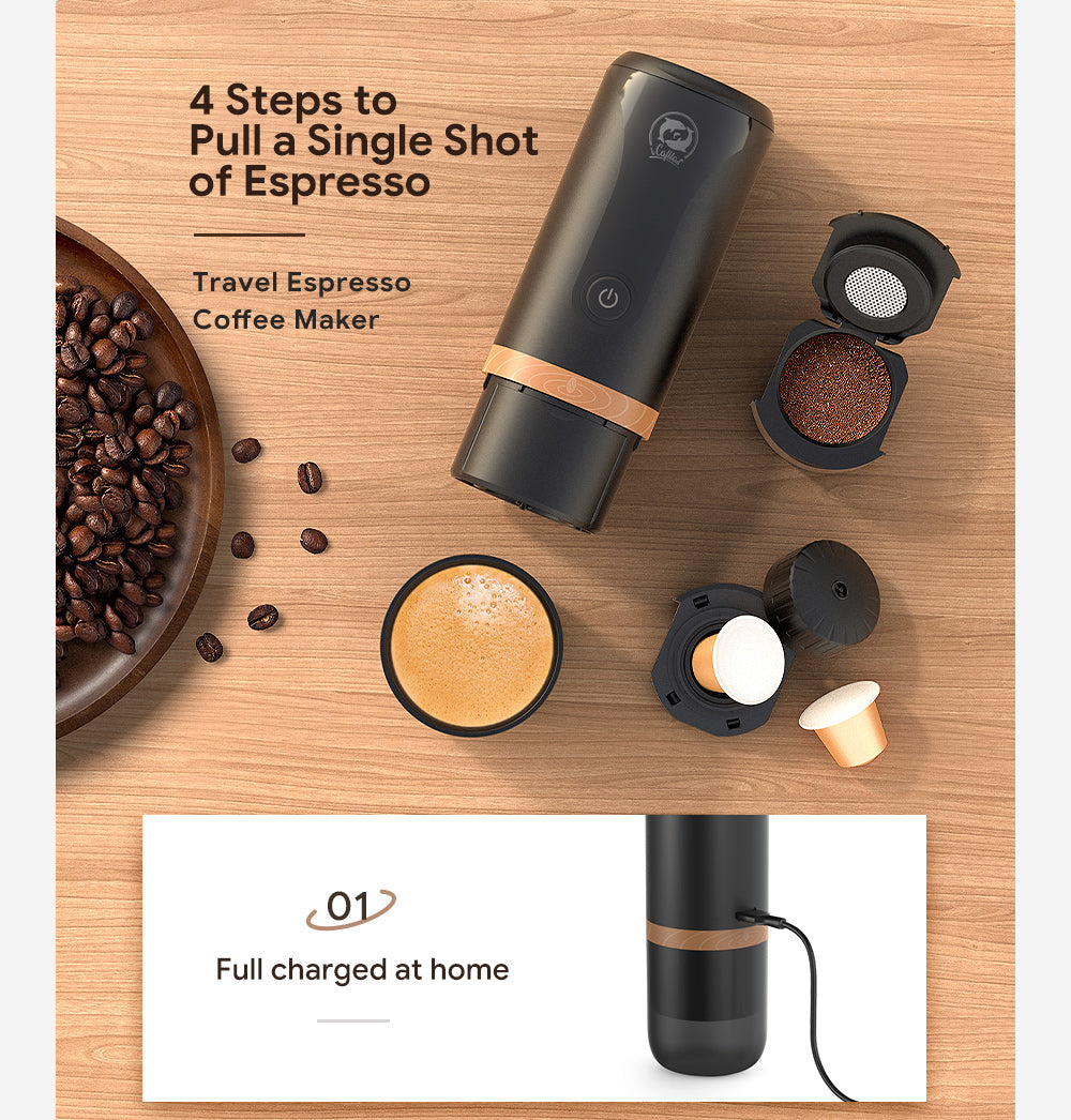  Portable Espresso Machine,Portable Coffee Maker,Electric Espresso  Machine,Espresso Maker Compatible Ground Coffee, Hand Coffee Make for K Cup  Capsules for Camping, Travel, RV, Hiking,Office: Home & Kitchen